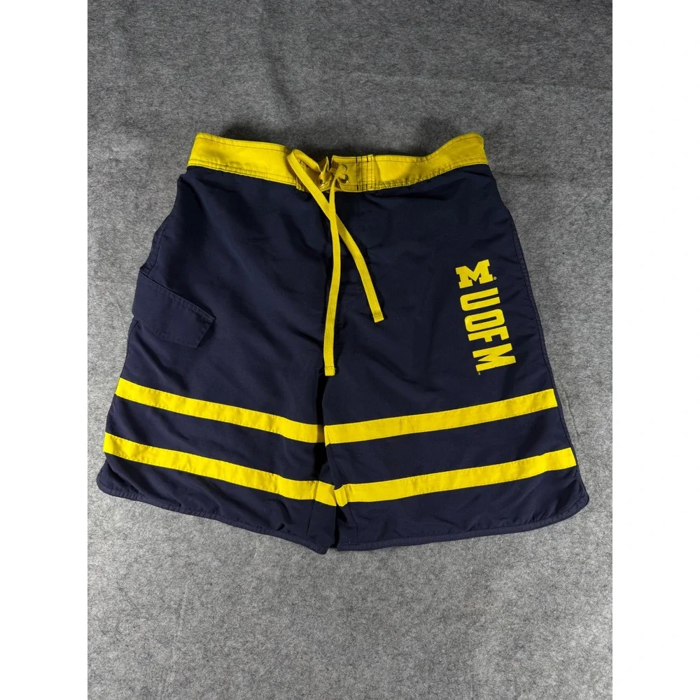 Knights Apparel Michigan Wolverines Swim Trunks Mens LG Navy Blue Board Shorts